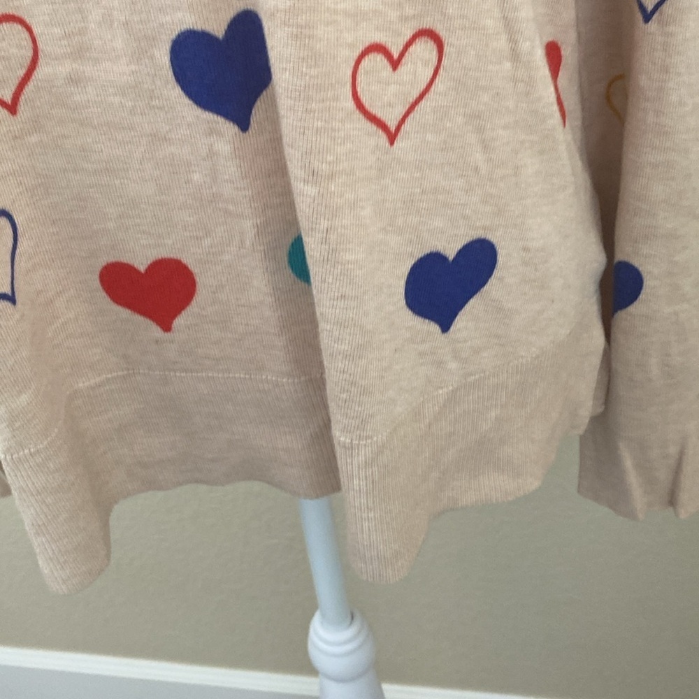 Marled Beige/Tan Heart Patterned Women's Sweater. Crew neck. Size L. - Picture 5 of 13
